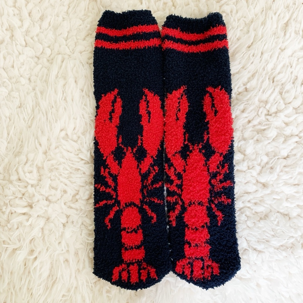 Old Navy Cozy Socks Red and Dark Navy Lobster 🦞 Print OS